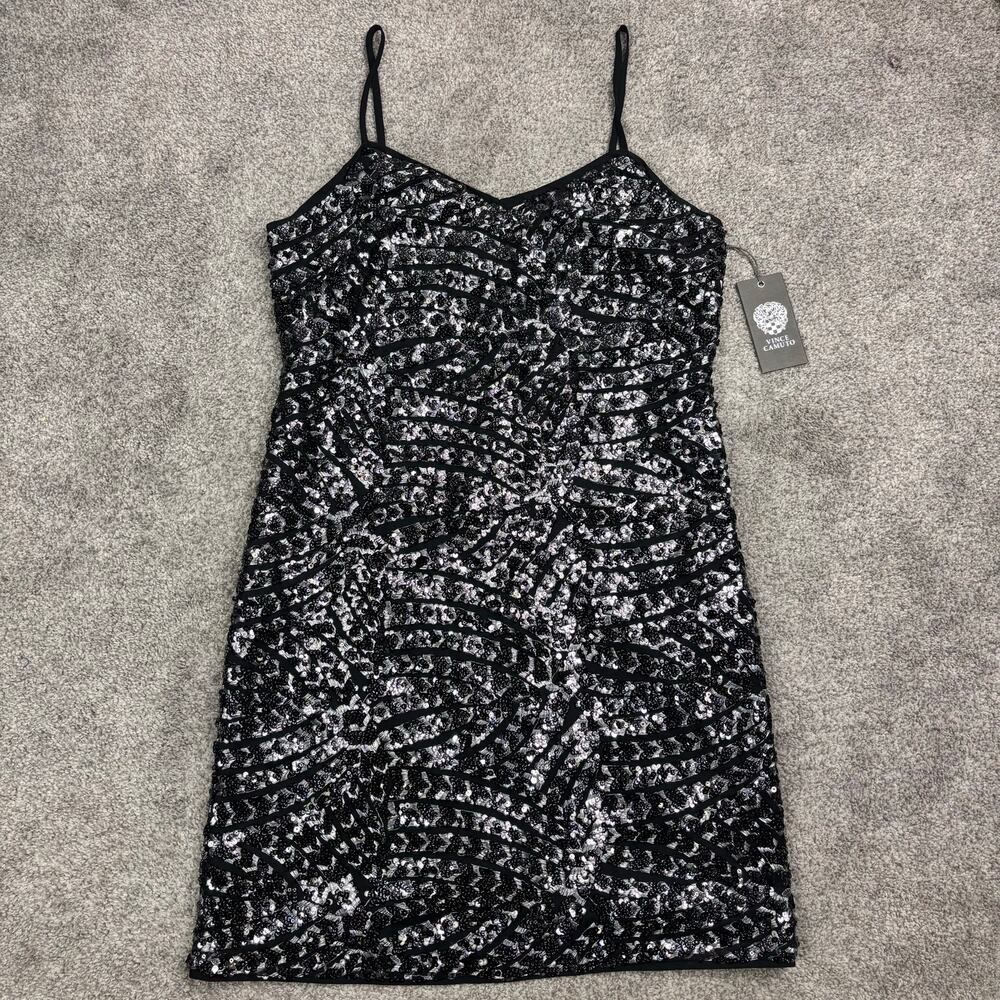 NWT! Vince Camuto Sapphire Sheen F1 Rich Black Dress XS